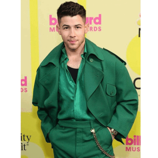 Billboard Music Awards 2021 Nick Jonas Green Peacoat