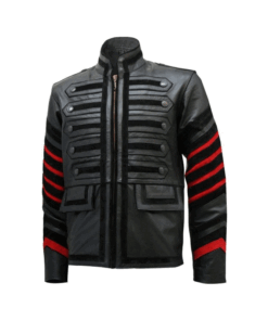 Black Leather Military Jacket For Men's