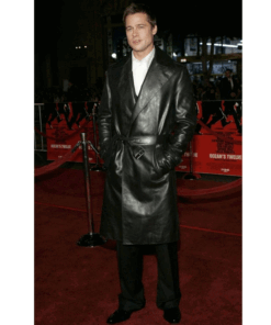Brad Pitt Black Leather Coat