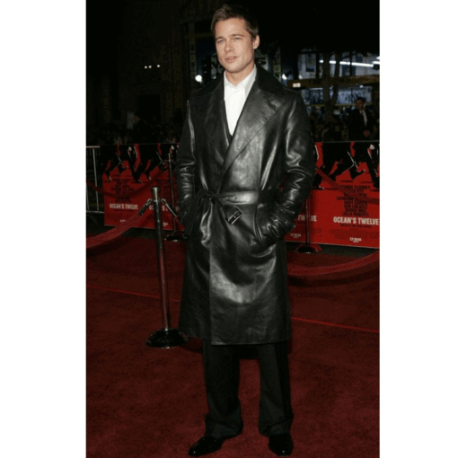 Brad Pitt Black Leather Coat