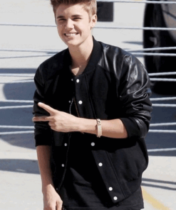 Justin Bieber Black Leather Jacket