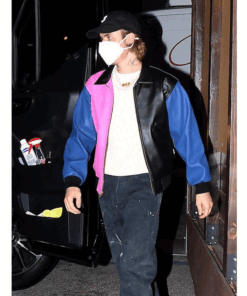 Justin Bieber Bomber Tricolor Leather Jacket