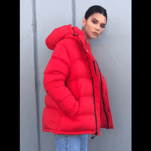 Kendall Jenner Red Puffer Jacket