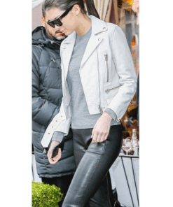Kendall Jenner White leather Jacket