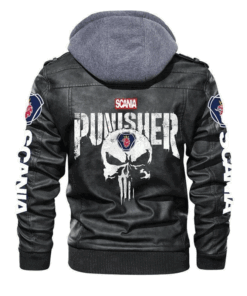 Mens Hooded Black Punisher Jacket