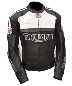 Mens Triumph Motorcycle Racing Biker Leather Jacket