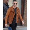 Nick Jonas Amiri Suede Motorcycle Jacket