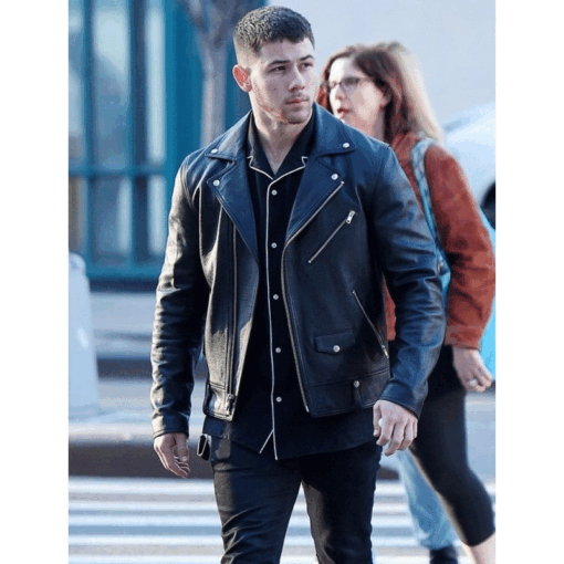 Nick Jonas Biker Leather Jacket