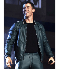 Nick Jonas Green Leather Jacket