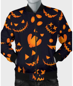 Halloween Pattern Pumpkins Bomber Jacket For Men