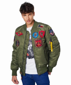 Top Gun Nylon Bomber Jacket With Patches