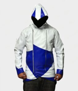 Assassins Creed Hoodie White Leather Jacket