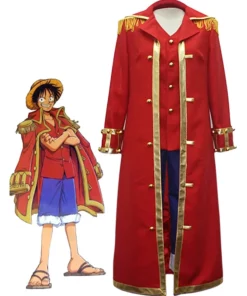 One Piece Captain Monkey D Luffy Cosplay Costume Trench Coat