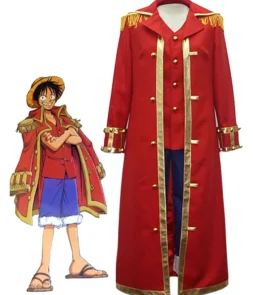 One Piece Captain Monkey D Luffy Cosplay Costume Trench Coat