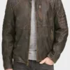 Brown Distressed Cafe Racer Leather Jacket
