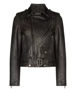 Womens Distressed Leather Motorcycle Jacket