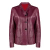 Women's Maroon Genuine Leather Jacket