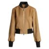 Brown Suede Bomber Jacket Womens