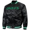 Philadelphia Eagles Satin Black Varsity Jacket