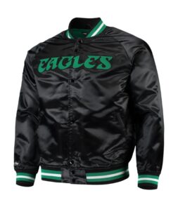 Philadelphia Eagles Satin Black Varsity Jacket