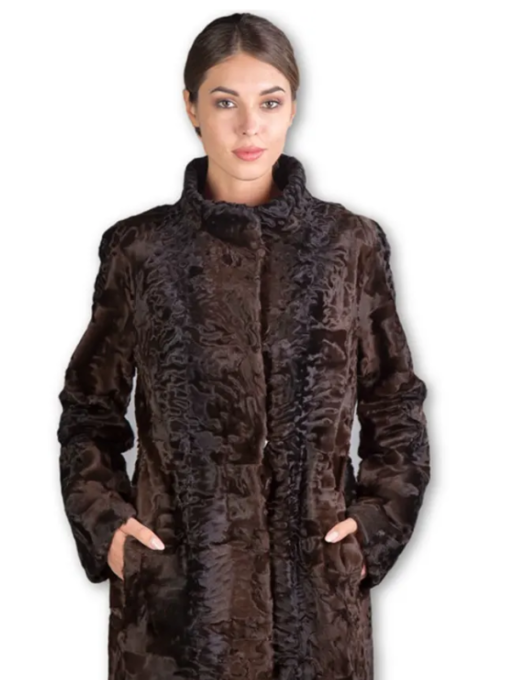 Brown Broadtail Lamb Fur Coat Angelique