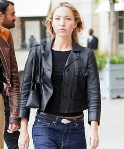 Lila Moss Paris Fashion Week Leather Jacket