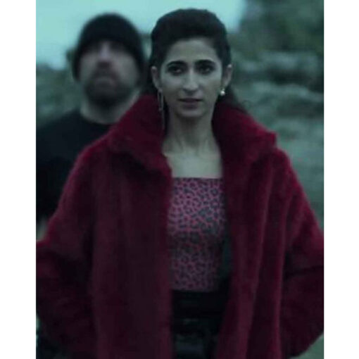 Money Heist Nairobi Maroon Shearling Jacket