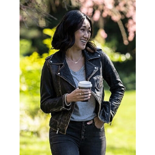 Danni Wang Sight Distressed Leather Jacket