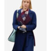 Jessy Schram Mystic Christmas Blue Trench Coat