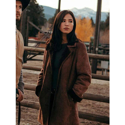 Kelsey Asbill Yellowstone Suede Leather Coat