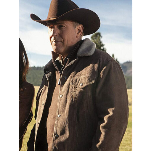 Kevin Costner Yellowstone Corduroy Brown Jacket