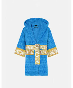 Blue Versace Bath Robe For Unisex