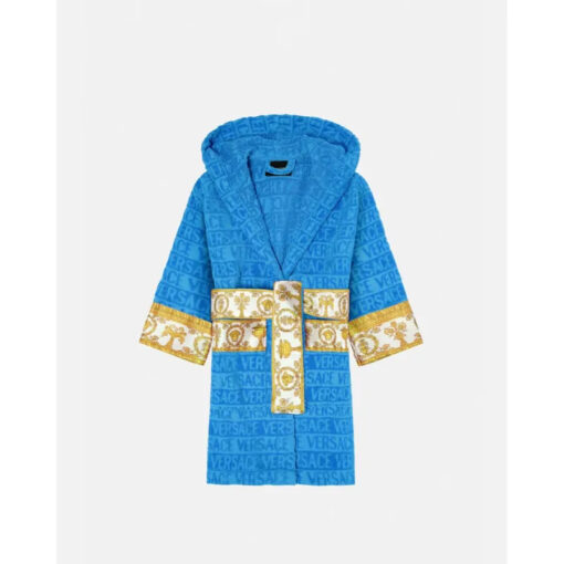 Blue Versace Bath Robe For Unisex