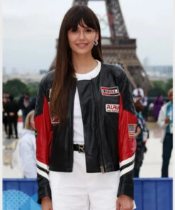 Nina Dobrev Olympics Black Leather Jacket