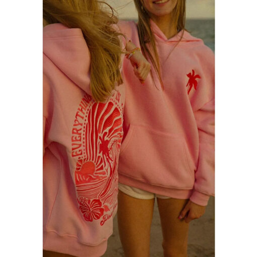 Pink Palm Puff Hoodie