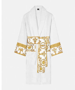 Unisex White Versace Bath Robe