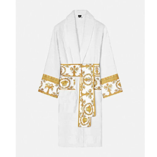 Unisex White Versace Bath Robe