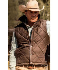 Yellowstone Kevin Costner Brown Quilted Vest