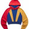 Womens Colorblock Cropped Hoodie