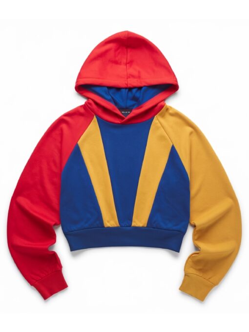 Womens Colorblock Cropped Hoodie