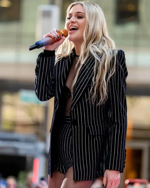 Kelsea Ballerini Black Pinstripe Blazer