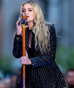 Kelsea Ballerini Black Pinstripe Blazer