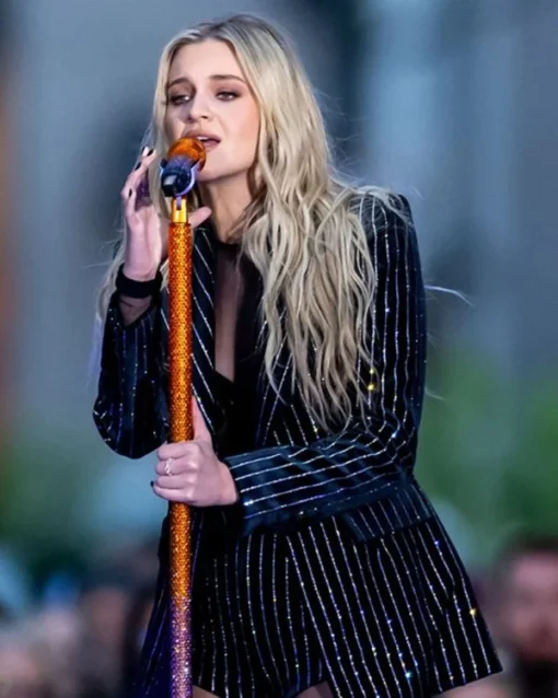 Kelsea Ballerini Black Pinstripe Blazer