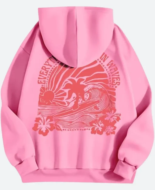 Pink Palm Puff Hoodie