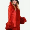 Taylor Swift Chiefs Game Red Fur Coat