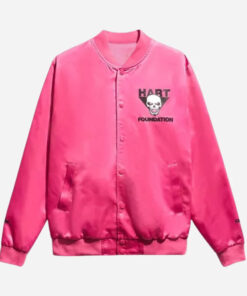 The Hart Foundation Pink Satin Varsity Jacket