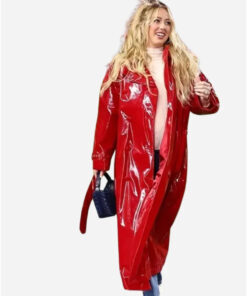 Brittany Mahomes Red Patent Leather Coat