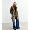 Brown Leopard Print Faux Fur Coat