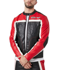 Cafe Racer Black And Red Leather Jacket