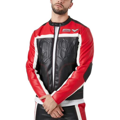 Cafe Racer Black And Red Leather Jacket